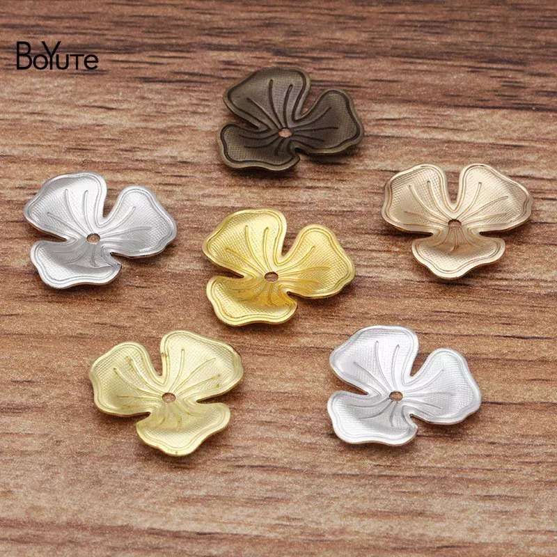 BoYuTe Wholesale (100 Pieces/Lot) 16*2MM Brass Flower Materials DIY Handmade Jewelry Accessories Wholesale