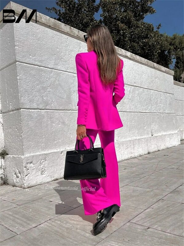 Elegant Solid Color Women Pant Suits 2024 Spring Summer Office Suit Simple Business Suits Wedding Tuxedo Blazer Customized
