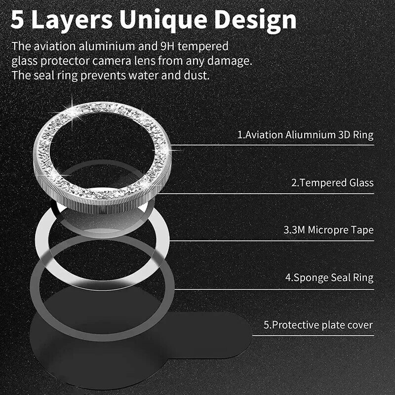 Glitter Camera Lens Protector For Samsung Galaxy Z Fold 5 6 Diamond Metal Lens Ring Glass For Samsung Z Flip5 6 Cover