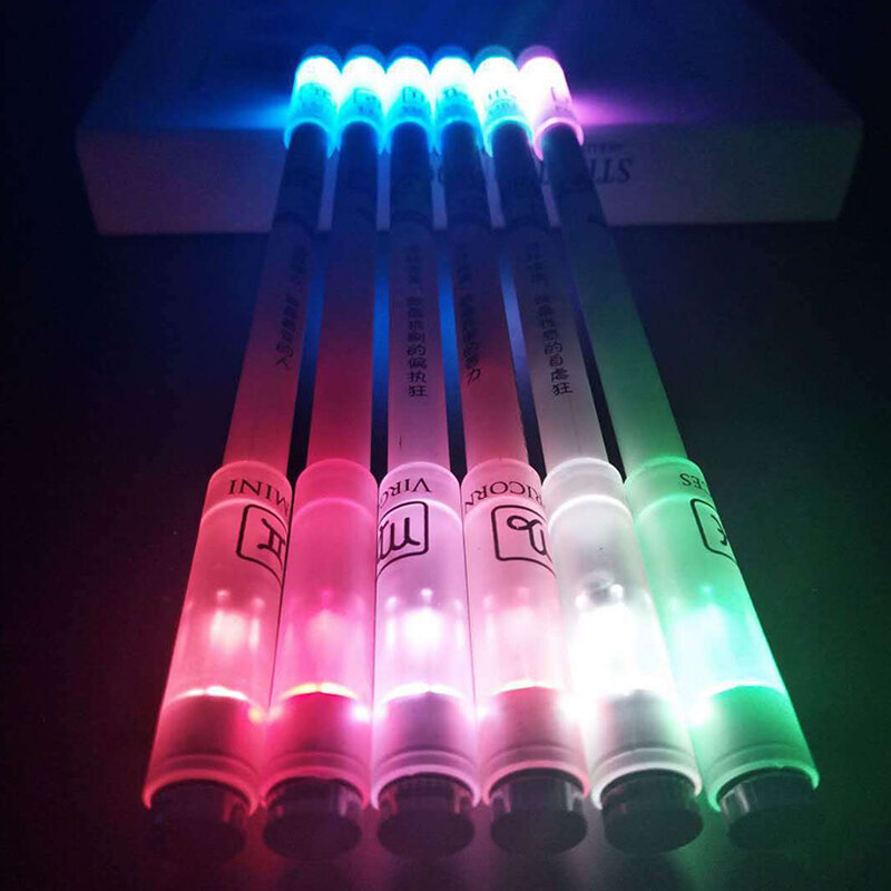 1PC Cool Rotating LED Flash 0.5mm Gel Pen With Light Students Kids Fashion Spinning Pen Good For Thinking Kids Spinner Gift