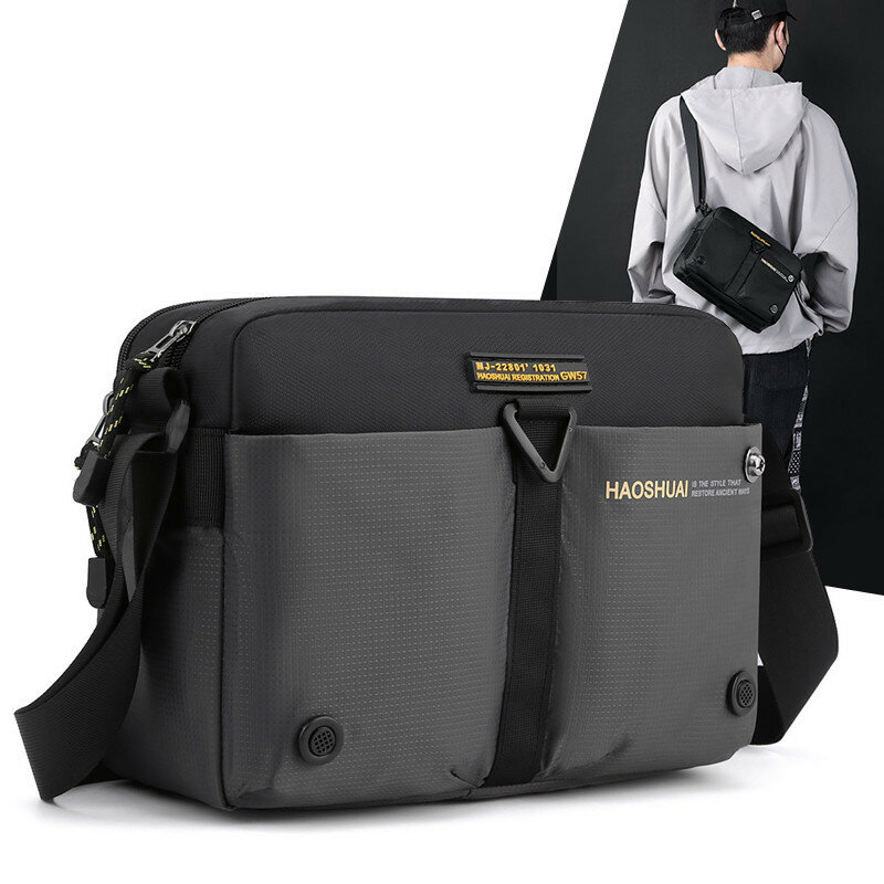 Scione-Bolso de hombro de nailon para hombre, bolsa de viaje informal, impermeable, bandolera cruzada, iPad