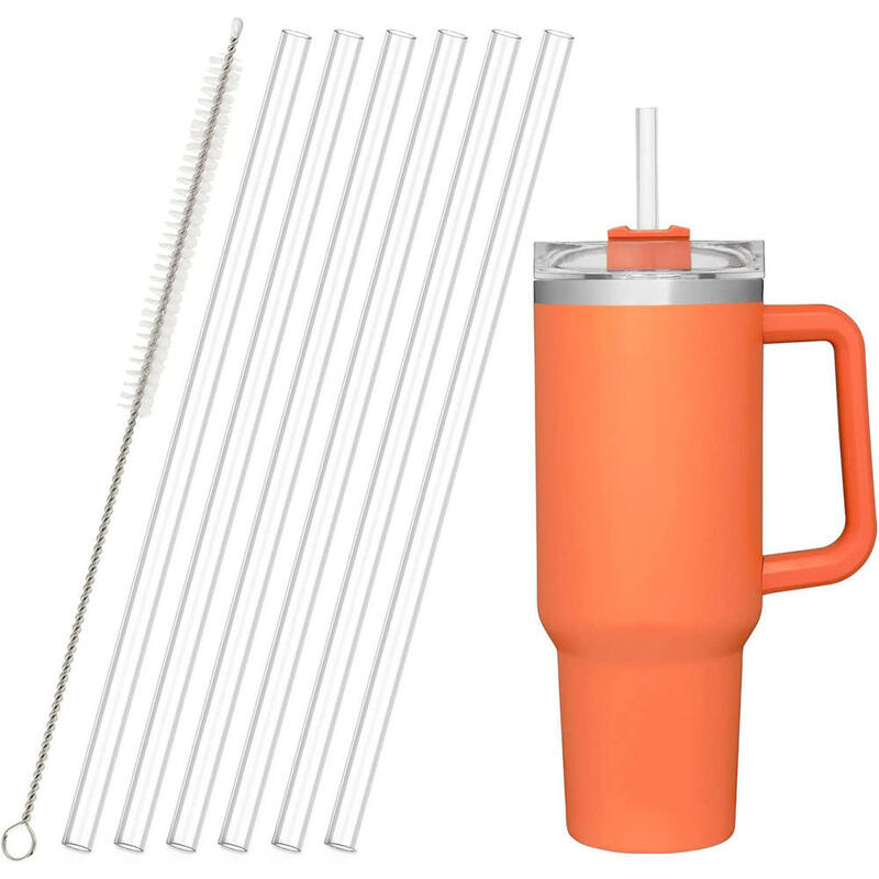 6Pcs 31cm Vacuum Cup Straws with Cleaning Brush for Stanley 40oz Adventure Quencher Insulated Cup Travel Tumbler Reusable Straw