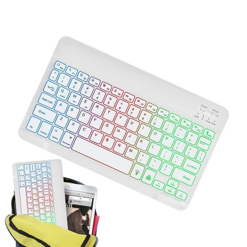 لوحة مفاتيح لوحية بإضاءة خلفية BT مع ماوس ، لاسلكي ، ABS ، سهل الحمل ، كمبيوتر شخصي ، كمبيوتر لوحي ، كمبيوتر ، 10 بوصة