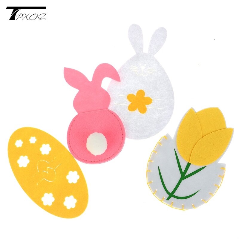 Couteau et fourchette lapin pour enfants, décoration de scène de Pâques, sac, ensemble de polymères
