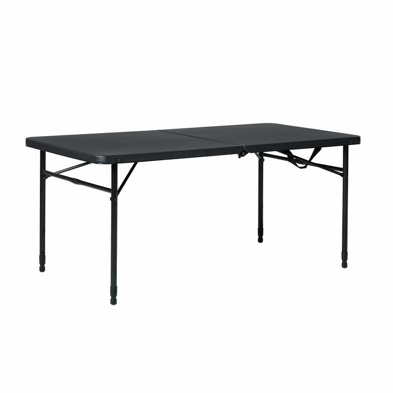 Mainstays 4 Foot Fold-in-Half Adjustable Folding Table, Rich Black
