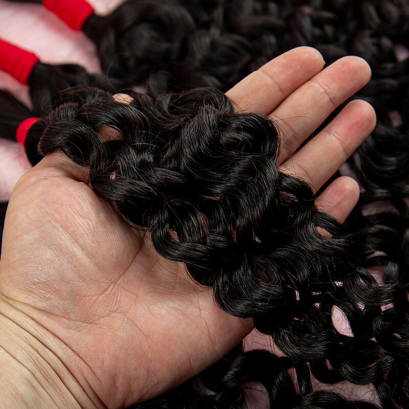 MissDona Water Wave Hair Extensions Burmese Virgin Human Hair Bulk Curly Hair Bundles for Women Braiding