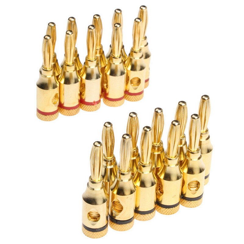 24K Gold-Plated Banana Plug, Cabo Musical Fio, Audio Speaker Connector, Jack Plug, Pin Connector, 4mm, 20 Pcs, 8 Pcs