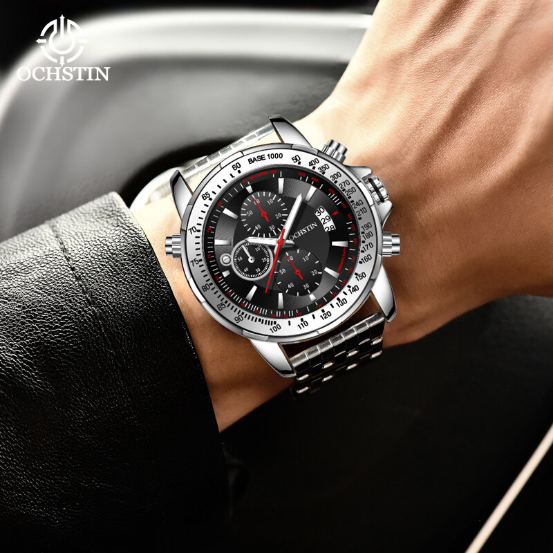 OCHSTIN-Relógio masculino piloto de conforto esportivo, movimento de quartzo multifunções, relógio impermeável, modelo quente, 2024