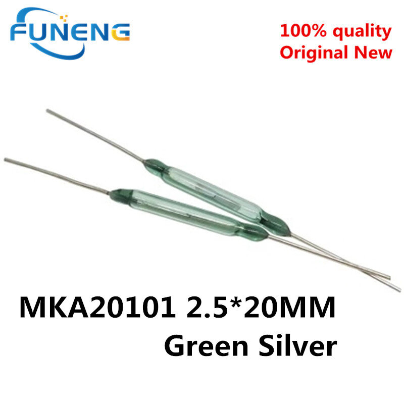 MKA20101 Silver Reed Switch, 2.5x20mm, normalement ouvert, induction magnétique, bricolage, résistance aux vibrations, électronique, sans interrupteur, 5 pièces