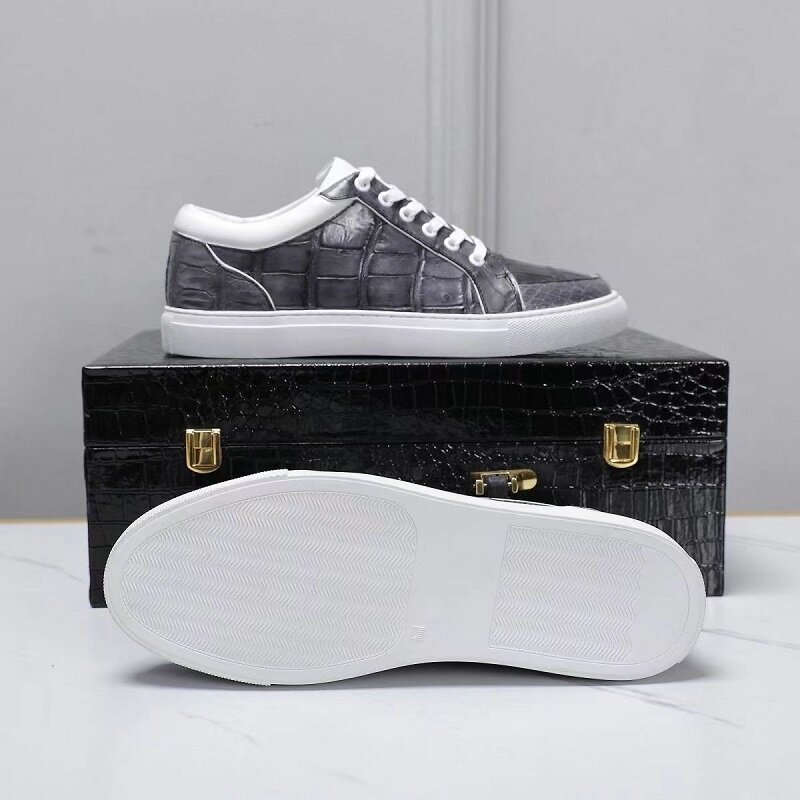 BATMO 2023 new arrival Fashion crocodile Belly skin causal shoes men,male Genuine leather sneakers pdd161