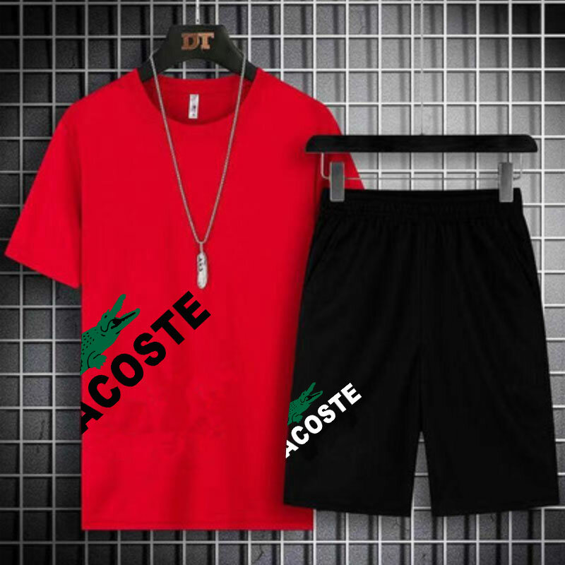 Комплект из футболки и шортов для мужчин, дышащая Повседневная футболка, комплект для бега, модный спортивный костюм с принтом в стиле Харадзюку, лето