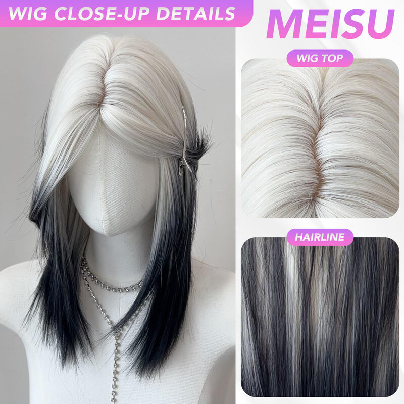Meisu-天然オオカミの尾,18インチ,合成かつら,滑らかな髪,柔らかくてふわふわ,日常使用,パーティー用