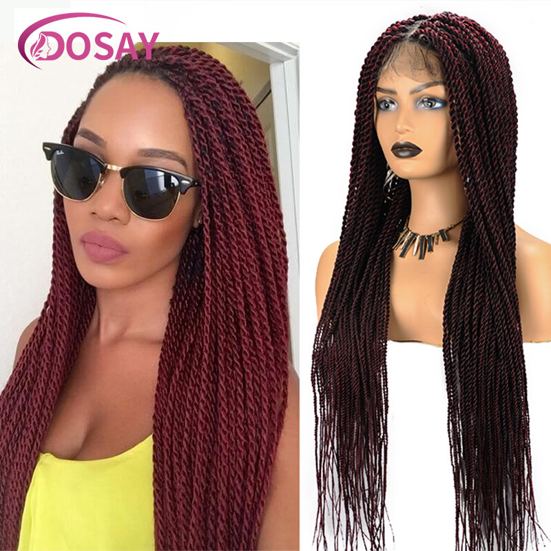 Full Lace Frontal Wigs Spiral Twist Braided Lace Front Wig 36 inch Locs Knotless Box Braided Wigs Synthetic Wig For Black Women
