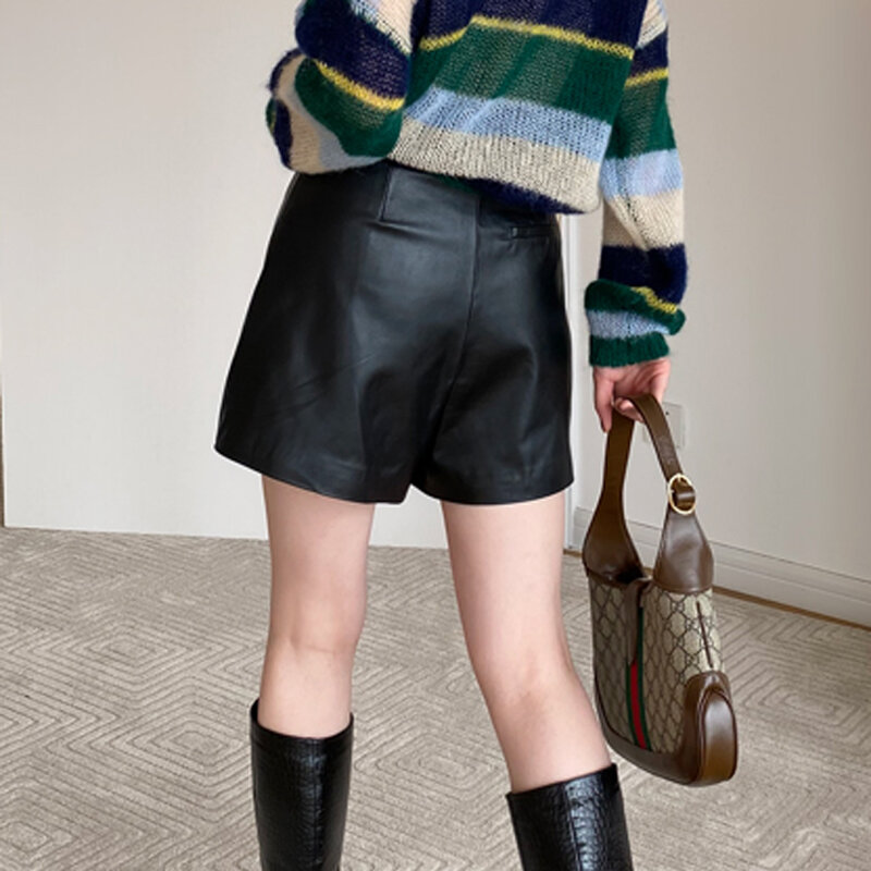 Jupe courte en cuir souple Harajuku pour femme, mini-culotte, pantalon fin, taille haute, design japonais, rue féminine, sexy