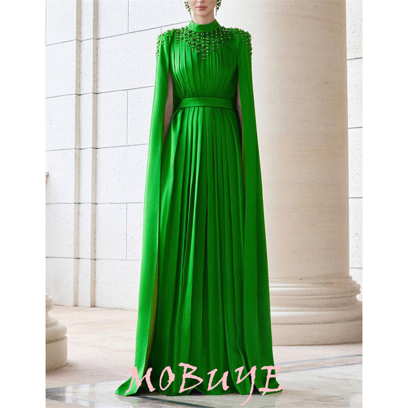 MOBUYE 2024 Popular A-Line O Neck Prom Dress Floor-Length With  Shawl Evening Fashion Elegant Party Dress For Women