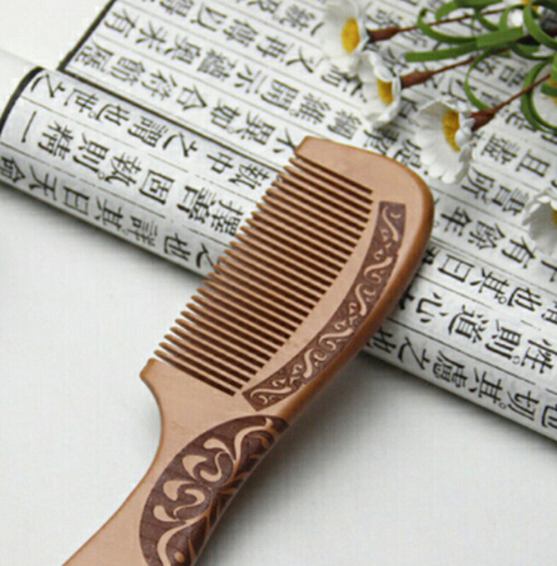 Natural Peach Wood Comb Close Teeth Anti-Static Head Massage Hair HealthTools