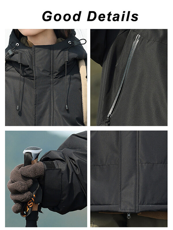 Casaco de trincheira com capuz grosso e quente masculino, casaco impermeável, estilo unissex, novo, inverno, 2022