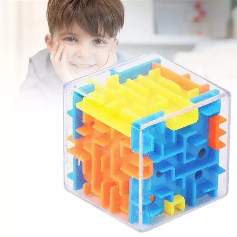 3D 미로 매직 큐브 육면체 투명 퍼즐 스피드 큐브 롤링 볼 매직 큐브 미로 완구 어린이 스트레스 릴리버 완구