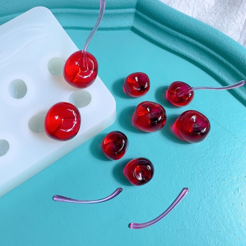 Cherry Fruit Cream Parts Quicksand Necklace Mold Resin Art Mold Necklace Silicone Mold Epoxy Resin Keychain Pendant Mold
