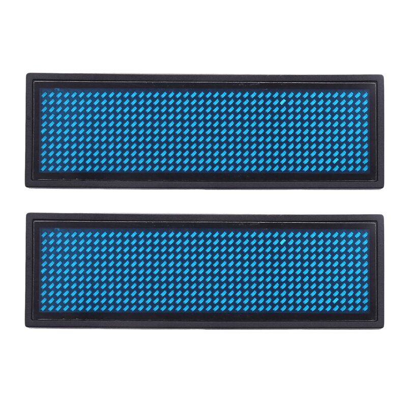 2X Programmable LED Digital Scrolling Message Name Tag Id Badge(11X44 Pixels) (Blue)
