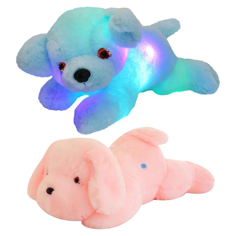 Light Up Stuffed Animal Dog, Travesseiro macio, Melhores presentes de aniversário para crianças e crianças