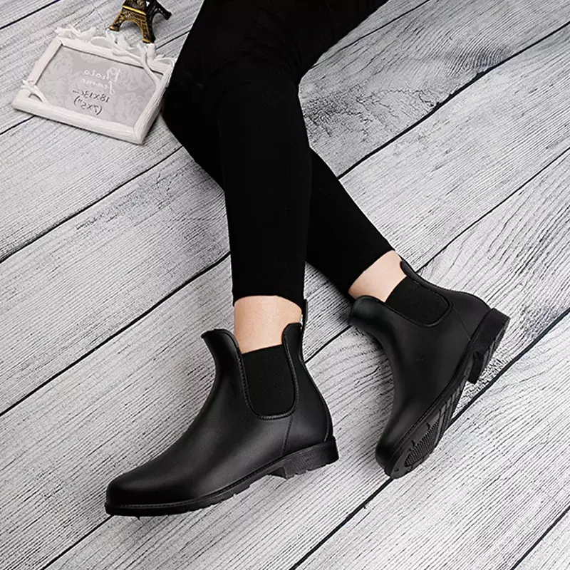 Botas Chelsea impermeables para Mujer, zapatos de lluvia con plataforma, sin cordones, para trabajo al aire libre, 2021
