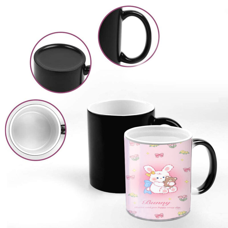 Кофейные кружки с милым Кроликом, чашка для чая с изменением цвета, чашки для молока, интересные подарки