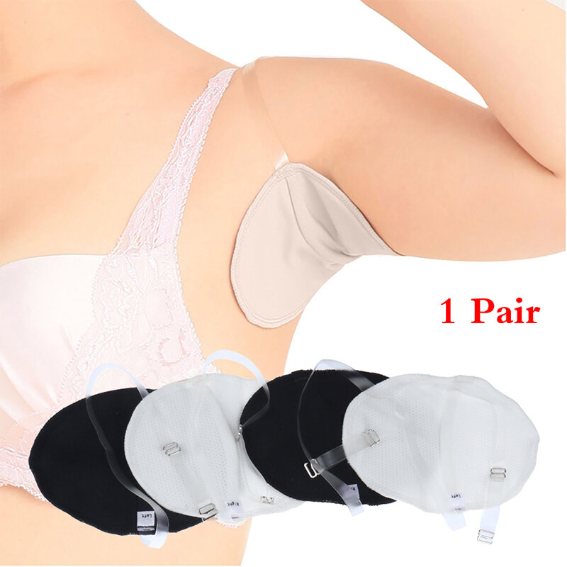 1 Pair Unisex Washable Underarm Sweat Pads Shield Armpit Absorbing Guards Dress Deodorant Pad with Elastic Shoulder Strap