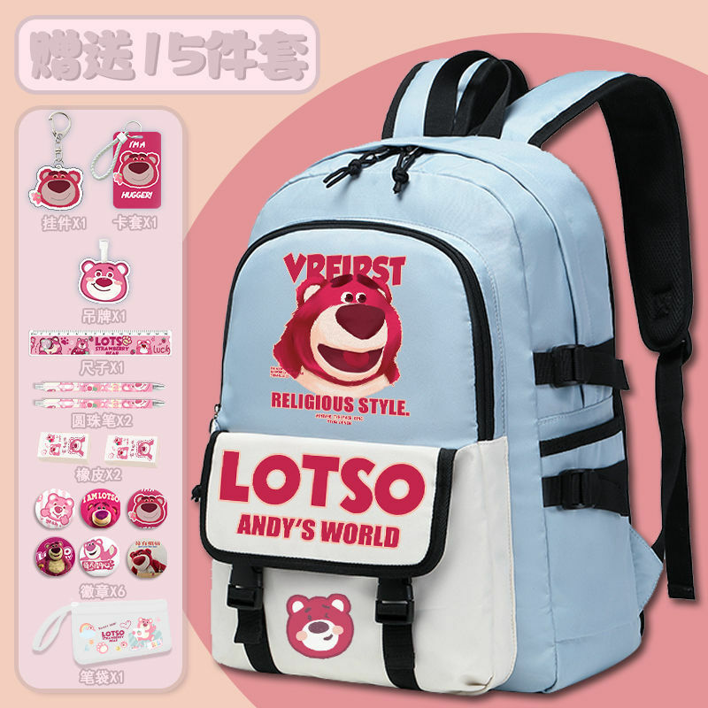 Sanrio-mochila escolar de oso de fresa para estudiantes, almohadilla de hombro de dibujos animados, impermeable, Linda mochila para niños, nuevo