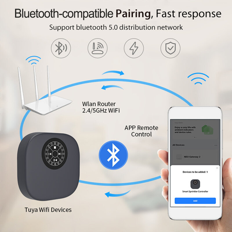 Kontroler zraszacza BT Inteligentne urządzenie czasowe Wi-Fi Timer nawadniania Automatyczny monitoring wilgotności nawadniania Zupełnie nowy