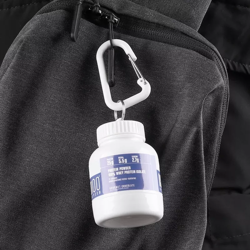 Botol bubuk Protein Mini portabel 100/200ML, kotak obat corong kesehatan dengan gantungan kunci, wadah kecil olahraga luar ruangan