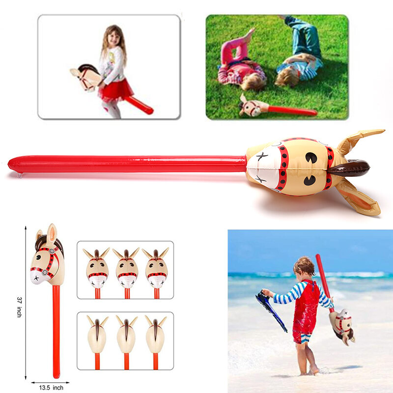 Cute Cartoon Inflatable Hammer Air Hammer With Bell Kids Children Blow Up Noise Maker Toys Horse Heads Cowgirl  Inflatable Ball