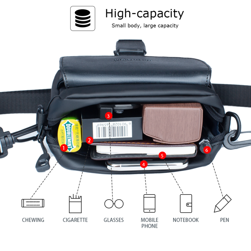 Hcanscan tas selempang pria, tahan air tas bahu ringan telepon sepeda tas selempang tas Messenger untuk Mini Ipad