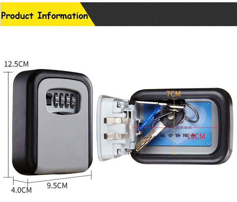 Cassetta di sicurezza antifurto per chiave di archiviazione con Password a 4 cifre per montaggio a parete per esterni in materiale metallico