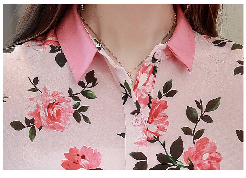 FANIECES camisas e blusas blus cetak motif bunga merah muda lengan pendek wanita elegan atasan kaus kerja kasual wanita blus musim panas