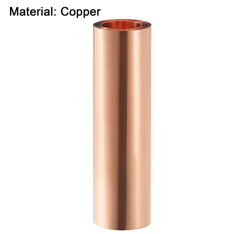 Rolo de cobre, chapa metálica, 1000mm x 100mm x 0.01mm