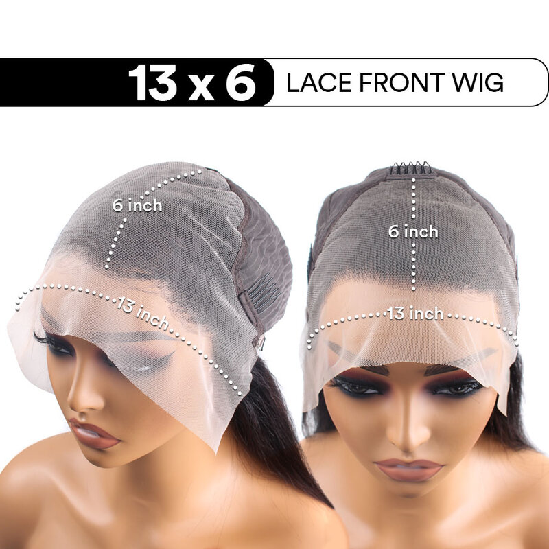 Pelucas de cabello humano transparente para mujeres negras, pelo liso con encaje Frontal, 13x6 HD, prearrancado
