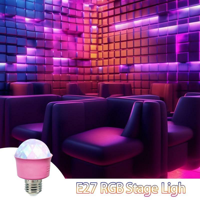 Bombilla LED de bola para discoteca, lámpara estroboscópica giratoria, reutilizable, RGB, multicolor, para fiesta y discotecas