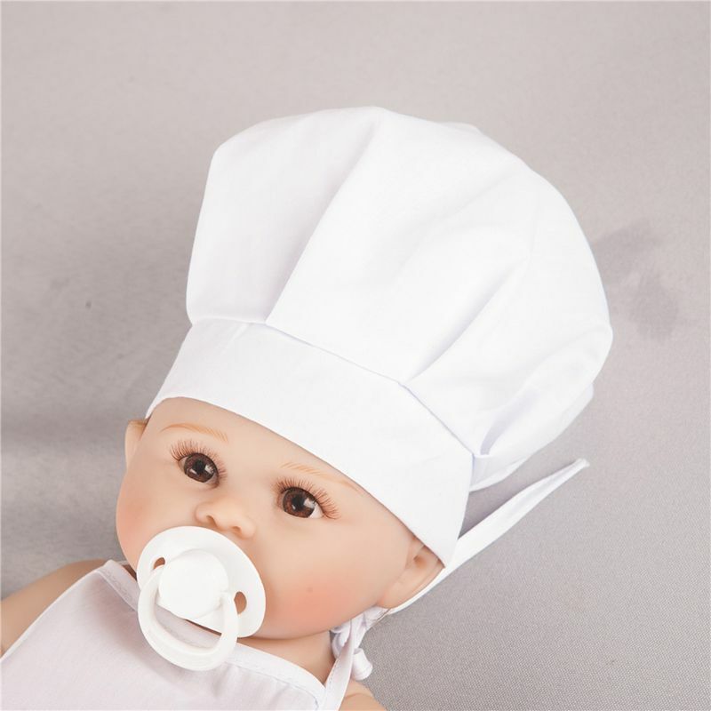 Grembiule e cappello da cuoco per bambini carino 2 pezzi grembiule da cuoco bianco per bambini fotografia Prop grembiule cappello neonato