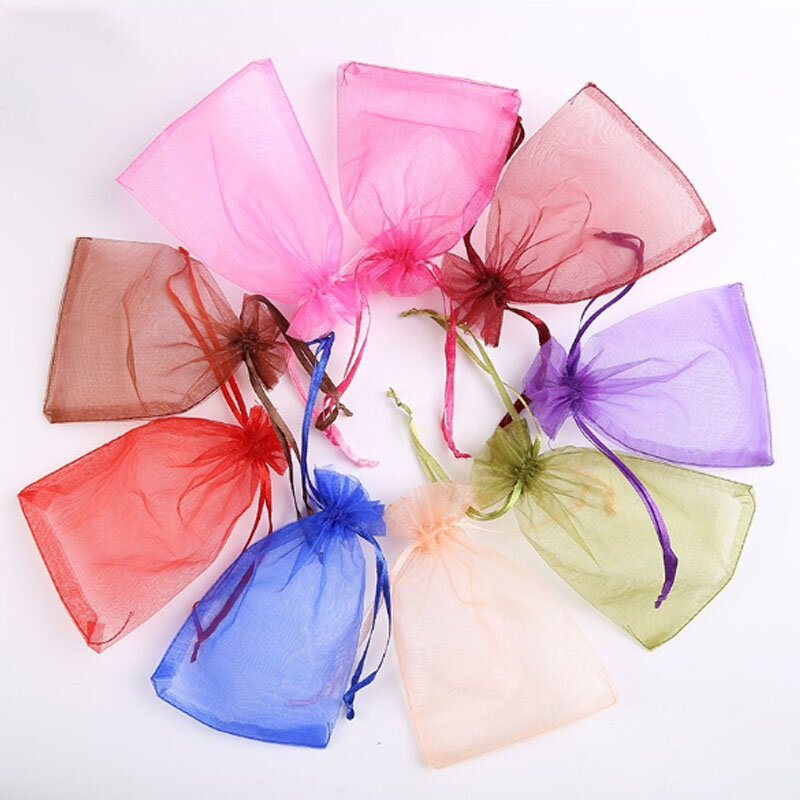 Wholesale 50pcs/lot Adjustable Organza Bag Jewelry Packaging Bags Wedding Party Display Decoration Drawable Bag Gift Pouches