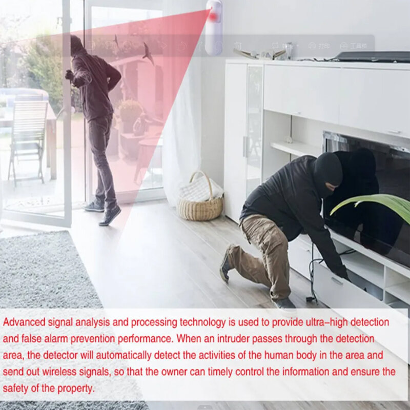 Sistema de alarma con sensor infrarrojo PIR para seguridad del hogar, detector de movimiento humano antirrobo, sistema de alarma inalámbrico infrarrojo, 433MHz, adecuado