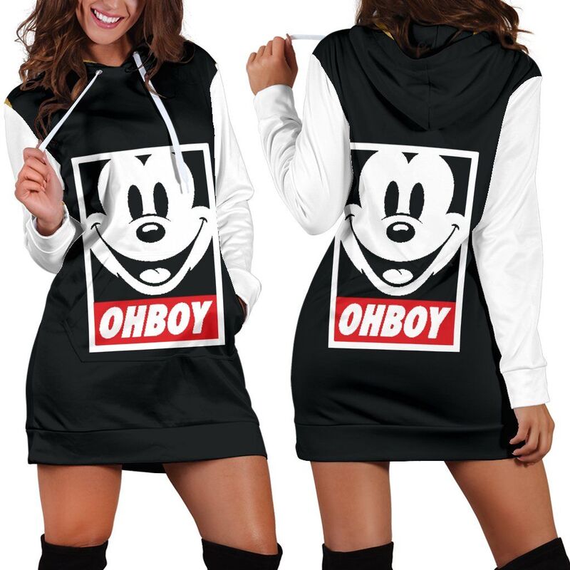 Vestido com capuz do Mickey Mouse Disney feminino, moletom, moletom estampado 3D Allover, suéter fashion, 2024