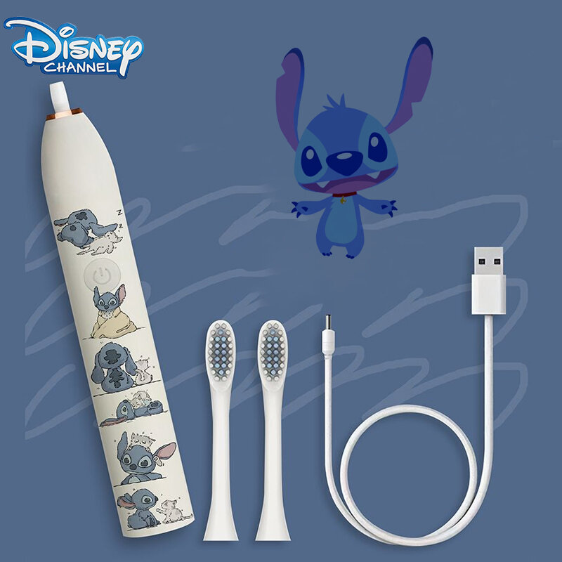 Sikat gigi elektrik Disney Stitch, sikat gigi elektrik kartun Ultrasound bergetar, hadiah pesta sepenuhnya otomatis dapat diisi ulang