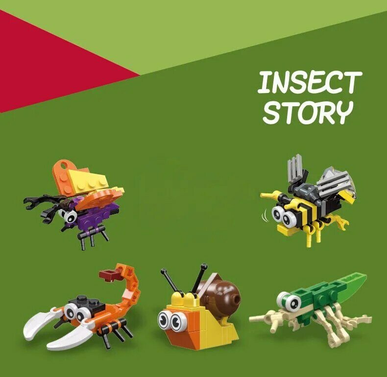 子供のための昆虫ビルディングブロックおもちゃ、リアルな動物の就学前のアクセサリー、教育パズル、レンガブロック、教育アセンブリおもちゃ、ギフト
