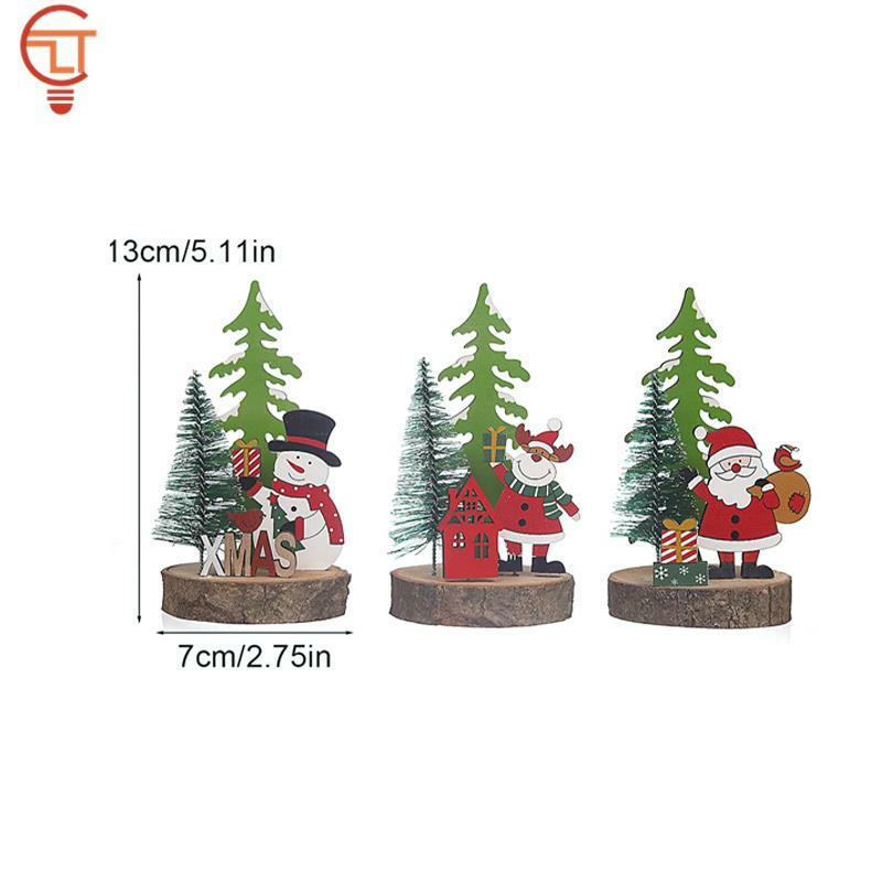 1Pcs Wooden Desktop Christmas Tree Santa Claus DIY Decoration Christmas Wooden Xmas Decoration New Years Gift 2022