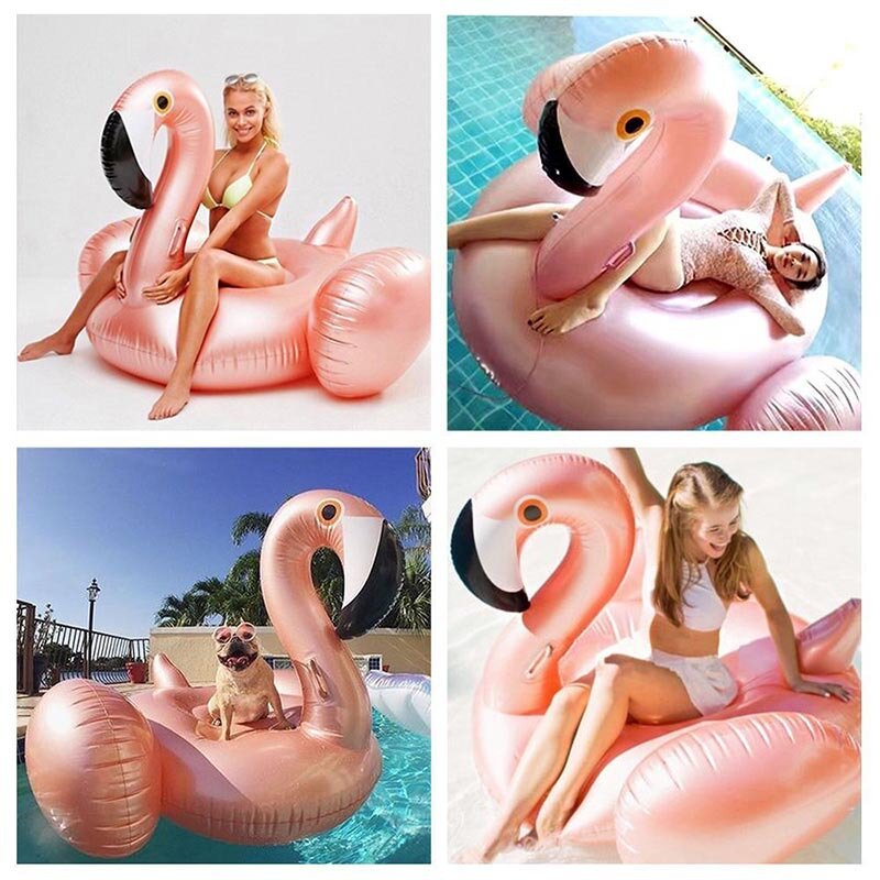 Pogrubiony pływający odpływ flamingów na nadmuchiwanym pływającym rzędzie nadmuchiwane koło nadmuchiwana zabawka zabawki wodne flaminga