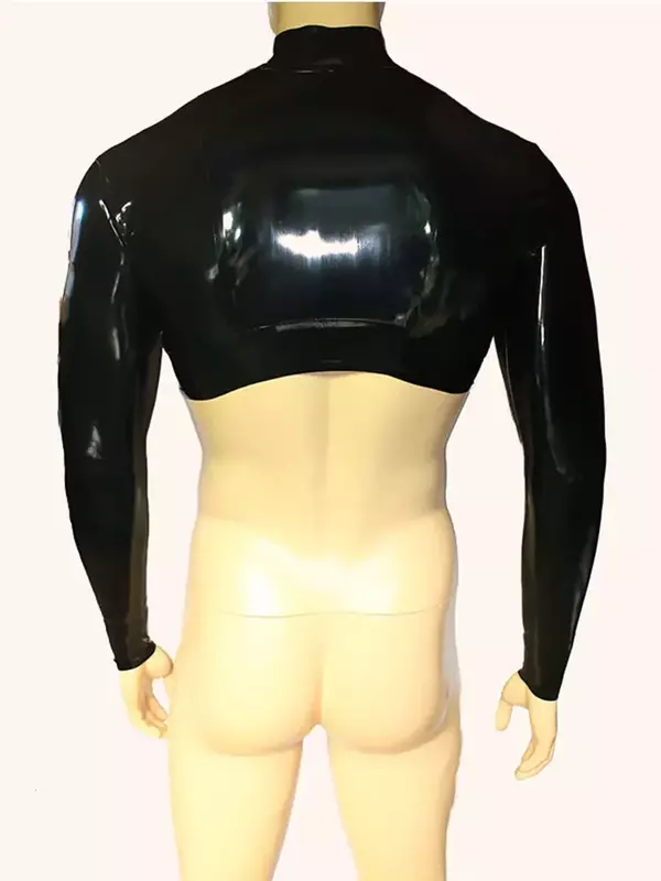 Herren glänzende Langarm Kunstleder kurze Jacke männliche exotische Versuchung mit Reiß verschluss Basic Cut Bodycon Mantel Clubwear benutzer definierte
