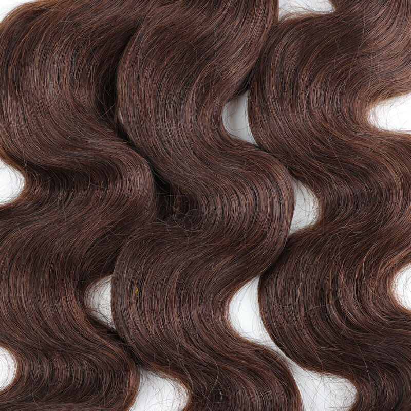 Body Wave Hair Bundles 100% มนุษย์ผมสานธรรมชาติสี #4สีน้ำตาล Remy Hair Extension 1/2/3Pcs สีทอผ้า