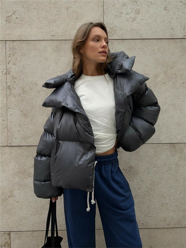 Женская утепленная парка с капюшоном, однотонная короткая куртка на хлопковой подкладке, свободная уличная верхняя одежда, зима 2023