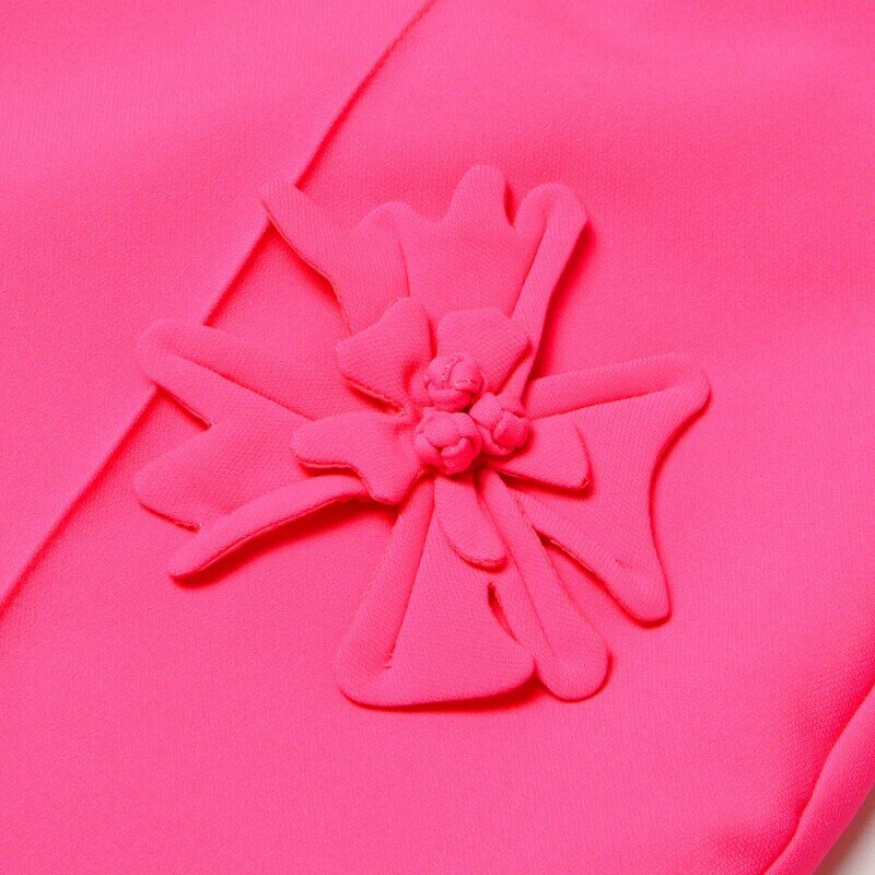 2023 Spring Three-dimensional Flower Lapel Mid-length Suit Jacket Pink Double-breasted Suit Top+suit Pants Designer Fashion Suit